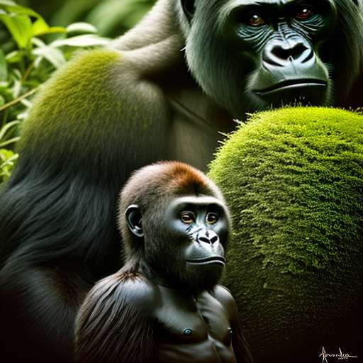 Gorilla Family Midjourney Prompt - Customizable Wildlife Art Creation - Socialdraft