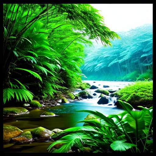 Rainforest River Midjourney Prompt: Create your own lush jungle paradise - Socialdraft