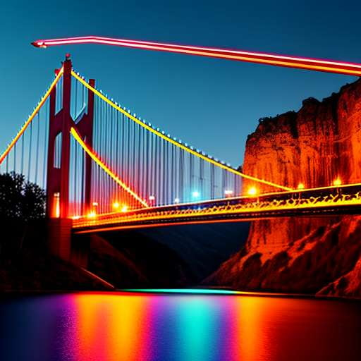 Pop Art Suspension Bridge with Flags - Midjourney Prompt for Custom Art Creation - Socialdraft