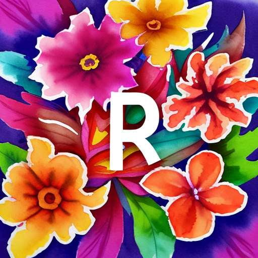 Tropical Floral Lettering Midjourney Prompt in Vibrant Colors - Socialdraft