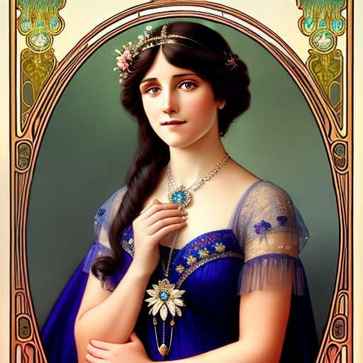 "Sapphire Portrait in Art Nouveau Style - Midjourney Prompt" - Socialdraft