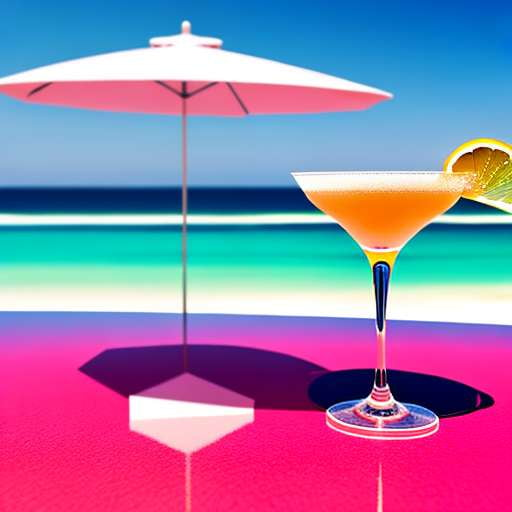 Seaside Champagne Cocktail Midjourney Prompt - Customizable Beach-Inspired Art for Home Decor - Socialdraft