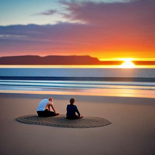 "Zen Beach Bonfire" Midjourney Yoga Prompt - Socialdraft