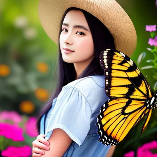 Butterfly Garden Portrait Midjourney Prompt - Create Your Own Beautiful Botanical Art - Socialdraft