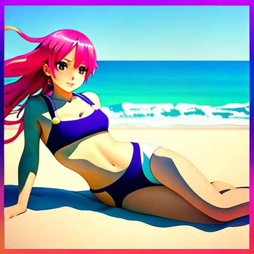 Anime Beach Day Midjourney Prompt - Create Your Own Anime Character at the Beach - Socialdraft