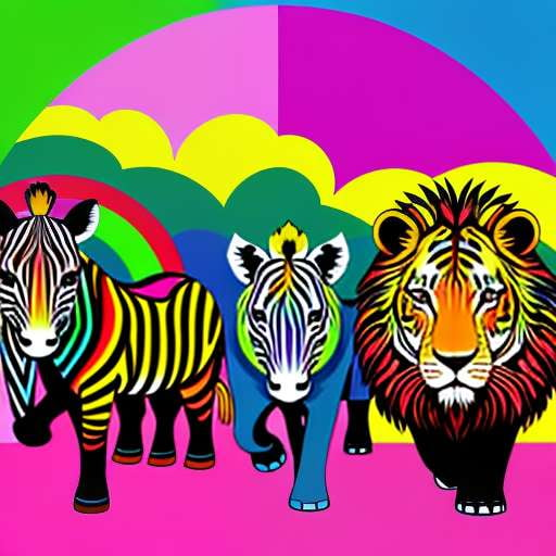 Colorful Safari Animals - Midjourney Prompt for Unique Custom Paintings - Socialdraft