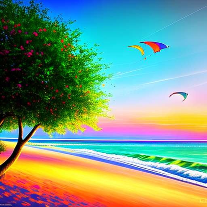 Beachfront Kite Flying Midjourney Prompt for Unique Custom Art Creation - Socialdraft