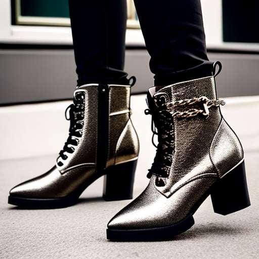 Metallic Pointed Toe Booties with Chunky Chains - Midjourney Prompt for Fashionistas - Socialdraft