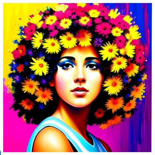 "Flower Power" Customizable Female Portrait Midjourney Prompt - Text-to-Image Art Creation - Socialdraft