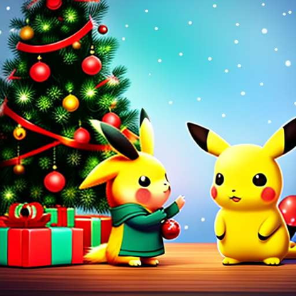 Pikachu Christmas Chibi Midjourney Prompt - Text to Image Pokemon Holiday Art - Socialdraft