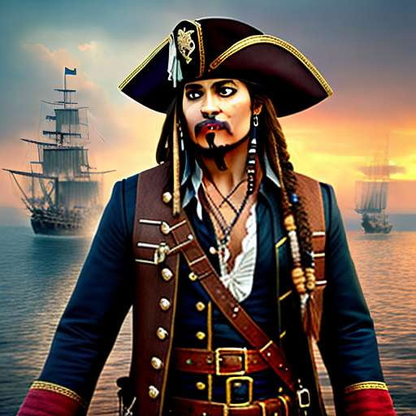 Pirate Captain Jack Sparrow Costume Midjourney Prompt - Customizable and Unique - Socialdraft