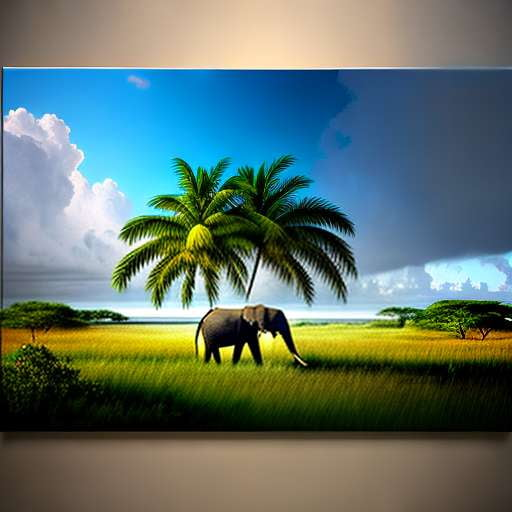 "Elephant and Palm Trees" Midjourney Prompt - Customizable and Unique Text-to-Image Creation - Socialdraft