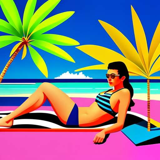 "Customizable Striped Bikini Midjourney Prompt - Create Your Perfect Beach Look" - Socialdraft