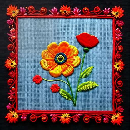 Poppy Flower Embroidery Midjourney Prompt: Create Unique Textile Art! - Socialdraft