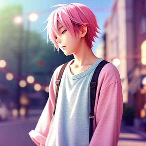 Anime Midjourney Prompt: Create Your Own Pink Haired Boy Character - Socialdraft