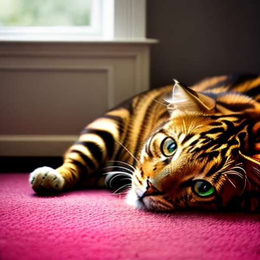 Toyger Cat Midjourney Image Prompt: Cozy Rug Nap - Socialdraft
