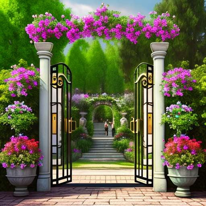 "Custom Garden Gate Illustration Midjourney Prompts - Create Your Own Whimsical Garden Scene" - Socialdraft