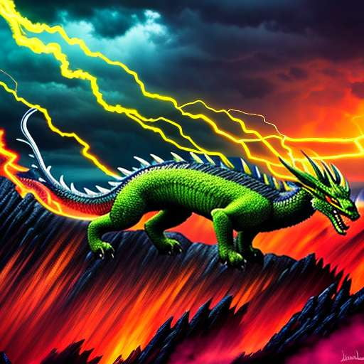 Thunder Dragon Midjourney Illustration Prompt by our text-to-image AI model - Socialdraft