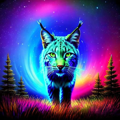 Lynx Under Psychedelic Skies Midjourney Prompt for Image Generation - Socialdraft