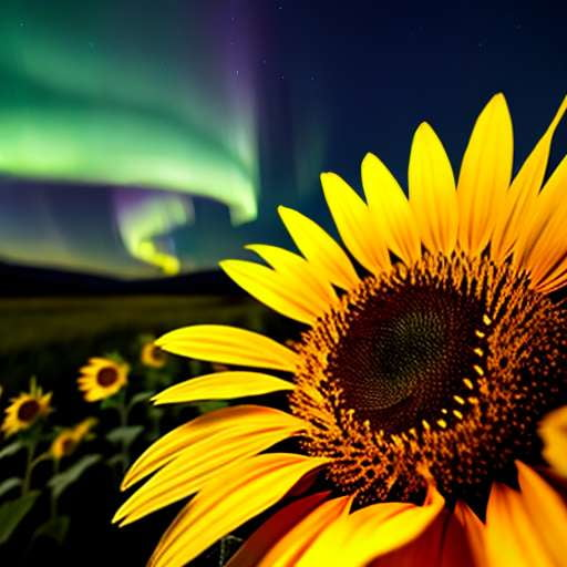 Sunflower and Northern Lights Midjourney Image Prompt - Socialdraft