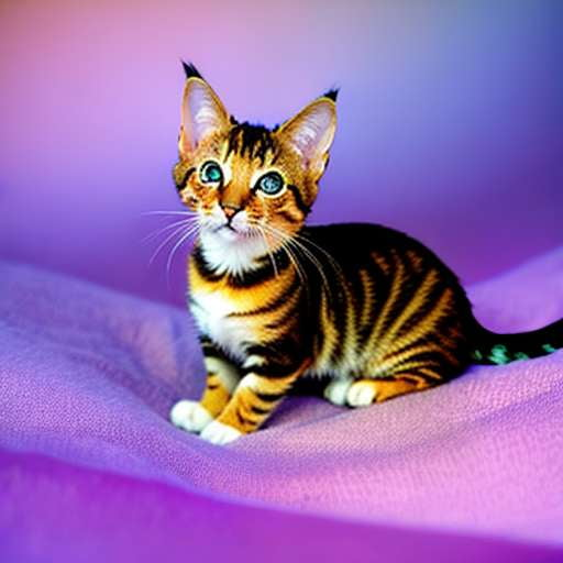 Toyger Kitten Midjourney: Sleeping on Soft Cozy Blanket - Socialdraft