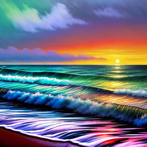 Rainbow Seascape Midjourney Art Creation for DIY Painting enthusiasts - Socialdraft