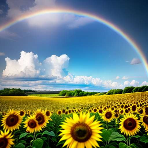 Sunflower and Rainbow Midjourney Prompt - Customizable Text-to-Image Art Creation - Socialdraft