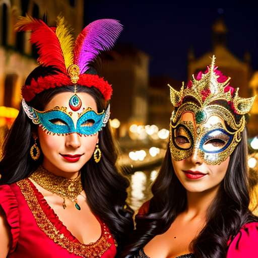Venetian Masquerade Midjourney Prompt: Party on the Canal Under Fireworks - Socialdraft