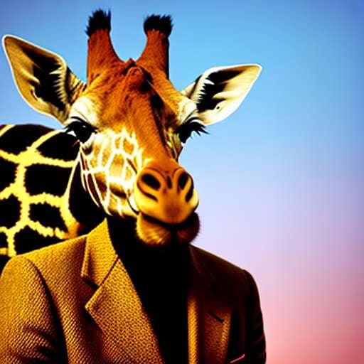 Giraffe in a Blazer Midjourney Prompt – Customizable Animal Art Creation - Socialdraft