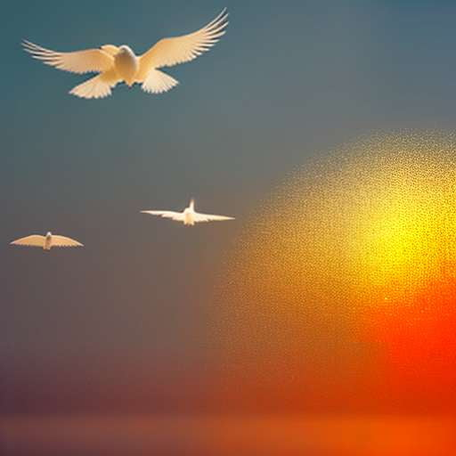 Dreamy Feathered Friends Midjourney Prompt: Sunset Soaring - Socialdraft