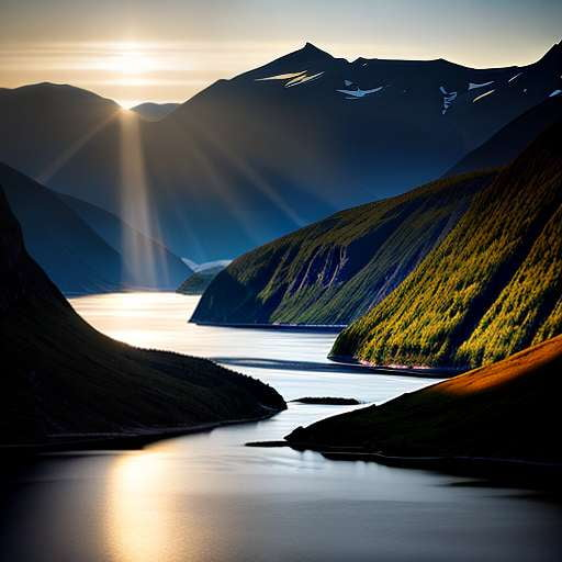 Fjord Midnight Sun Midjourney Prompt - Customizable Landscape Art Creation - Socialdraft