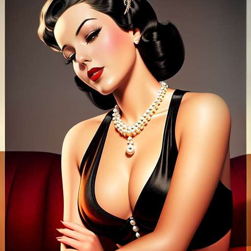 Midjourney Pin-up Girl with a Pearl Necklace Prompt - Customizable Image Generation - Socialdraft