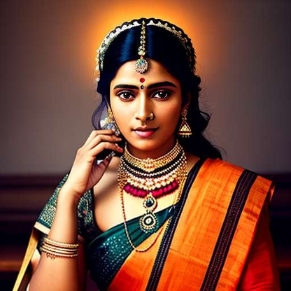 Indian Glamorous Female Portrait Midjourney Prompt - Customizable Text-to-Image Generator - Socialdraft