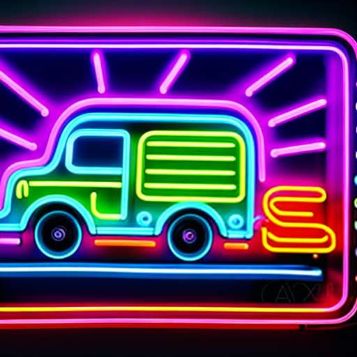 Truckin' Neon: Custom Midjourney Cartoon Art Prompt - Socialdraft