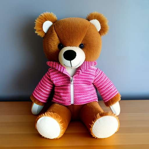 Striped Teddy Bear Jacket Midjourney Prompt - Customizable Fuzzy Coat Template for DIY Creations - Socialdraft