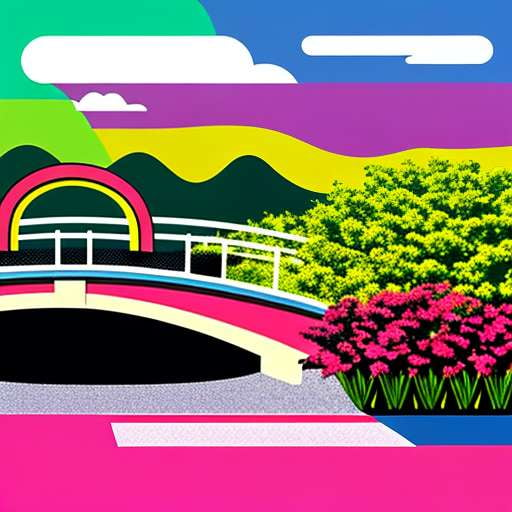 Pop Art Japanese Bridge Prompt: Customizable Midjourney Image Generation - Socialdraft
