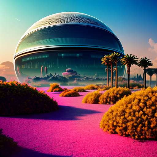 Alien Oasis Building Creation Midjourney Prompt - Socialdraft