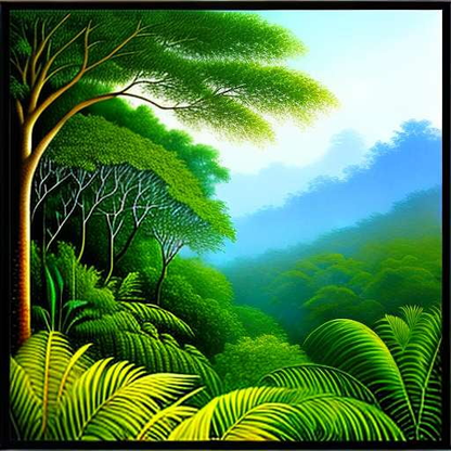 "Rainforest Dreams" Midjourney Landscape Illustration Prompt - Socialdraft