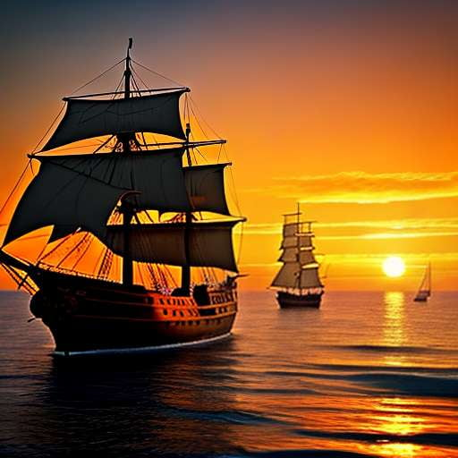 Midjourney Pirate Ship Sailing in Serene Seas - Socialdraft