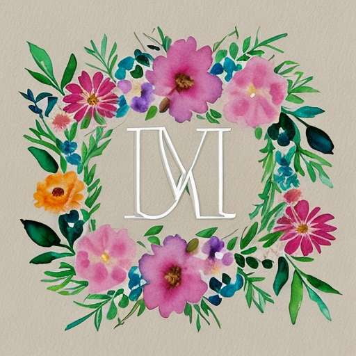 Midjourney Watercolor Floral Monogram Initials - Socialdraft