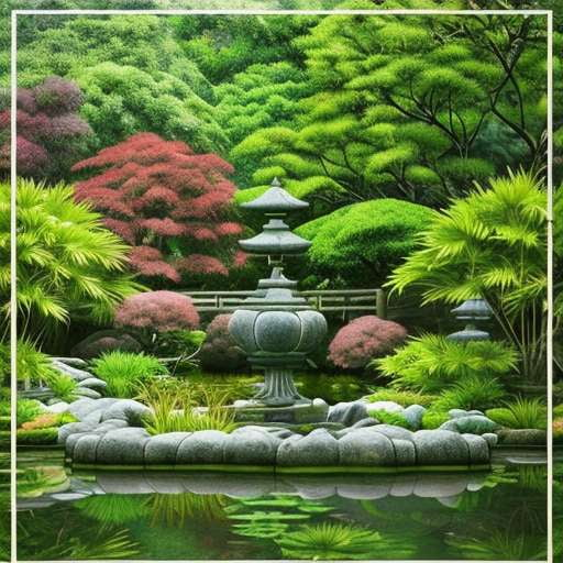Midjourney Oriental Garden Artwork for DIY Painting and Coloring - Socialdraft