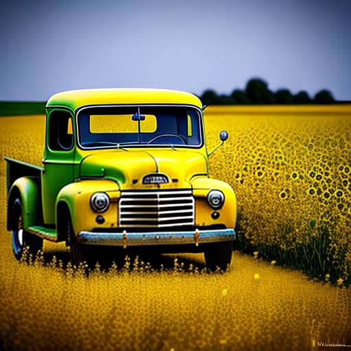 "Vintage Truck and Sunflowers" Midjourney Prompt for Custom Image Creation - Socialdraft