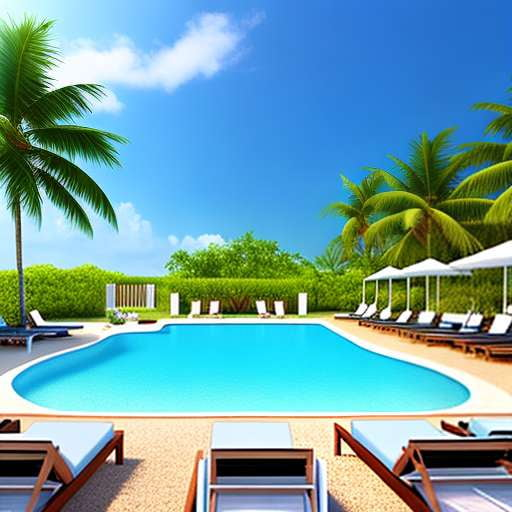 Decked-Out Outdoor Pool - White Sand Beach Midjourney Prompt - Socialdraft