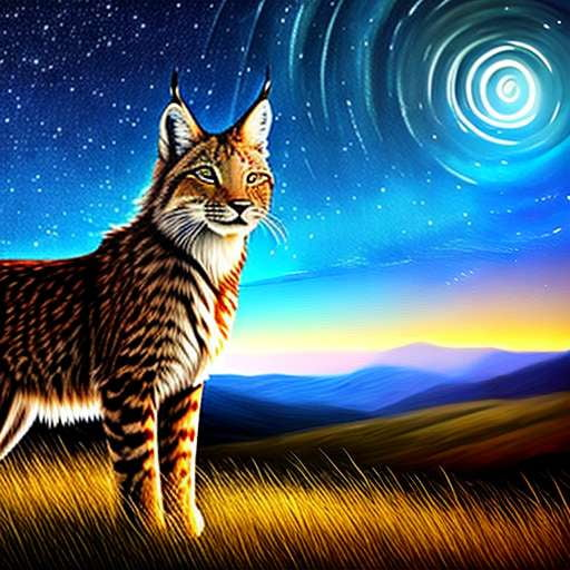 Lynx in Starry Night Sky Midjourney Prompt - Socialdraft