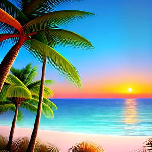 Island Paradise Sunset Midjourney Prompt - Customizable Sunset Art - Socialdraft