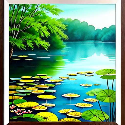 Lotus Pond Painting Midjourney Prompt - Socialdraft