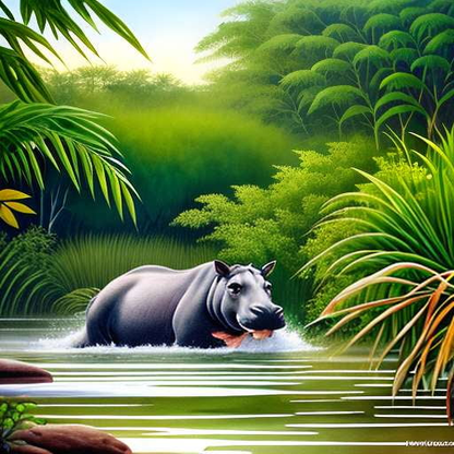 Hippopotamus Watercolor Midjourney Prompt - Socialdraft