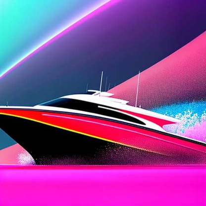 Neon Motorboat Cartoon Prompt for Midjourney Art Generation - Socialdraft