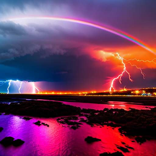 "Rainbow Lightning Sky" Midjourney Prompts - Customizable Text-to-Image Design Tool for Shopify Store - Socialdraft