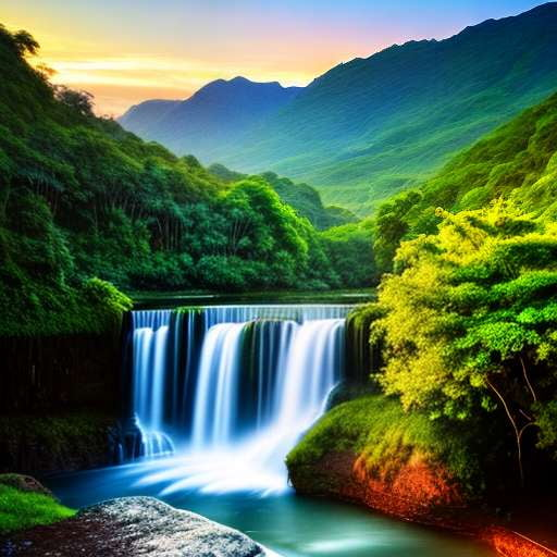 Sunrise Waterfall Custom Midjourney Art Prompt - Unique Text-to-Image Creation for Your Home Gallery - Socialdraft